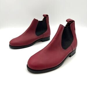 Adelante Show Co. Red Merida Chelsea Boots Leather Ankle Booties